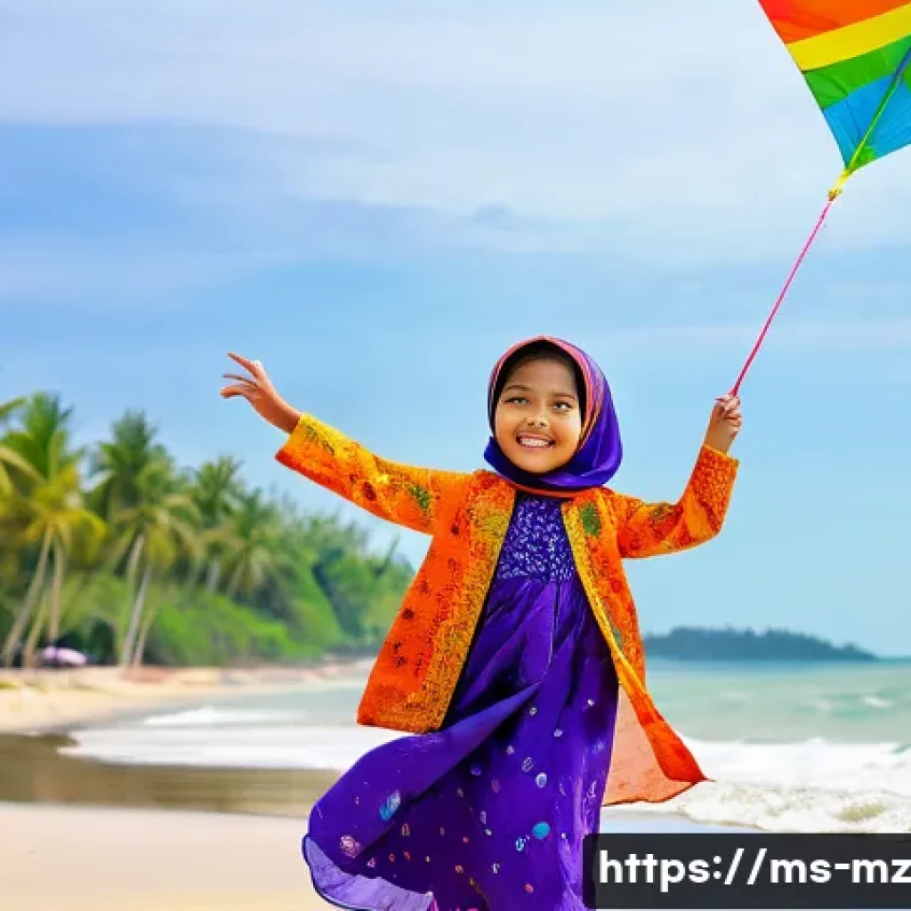 내러티브 건강법의 적용을 위한 원칙 - **A young Malaysian girl, about 7 years old, wearing a colorful baju kurung and a hijab, is playing ...